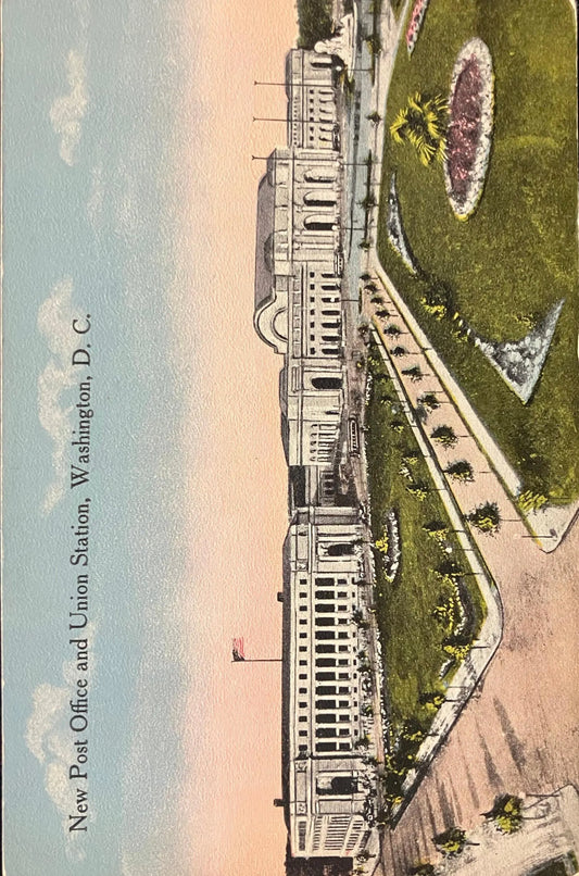 New Post Office and Union Station, Washington D. C., Maryland - Vintage Post Office Postcard