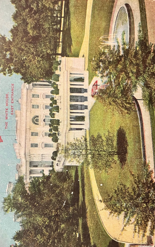 The White House, East Entrance - Washington D. C., Maryland - Vintage Postcard