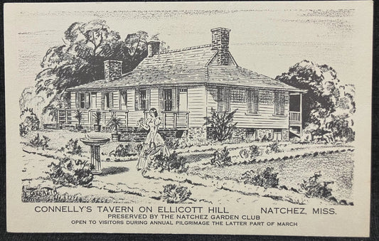 Connelly’s Tavern on Elliott Hill - Natchez, Mississippi - Garden - Preserved by the Natchez Garden Club Open - Vintage Tourism Postcard