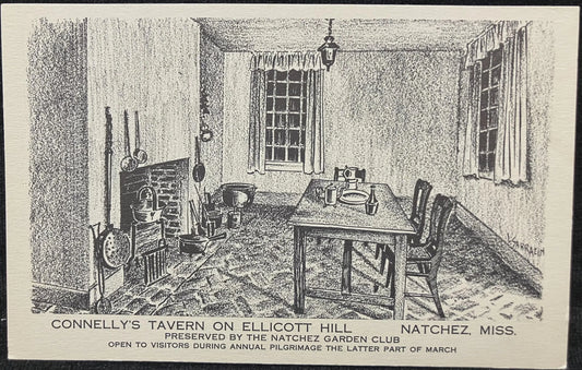 Connelly’s Tavern on Elliott Hill - Natchez, Mississippi - Kitchen - Preserved by the Natchez Garden Club Open - Vintage Tourism Postcard