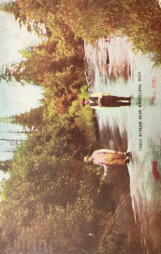 Trout Stream Near Mandelona, Michigan - No. 1721 - Vintage Stream Postcard