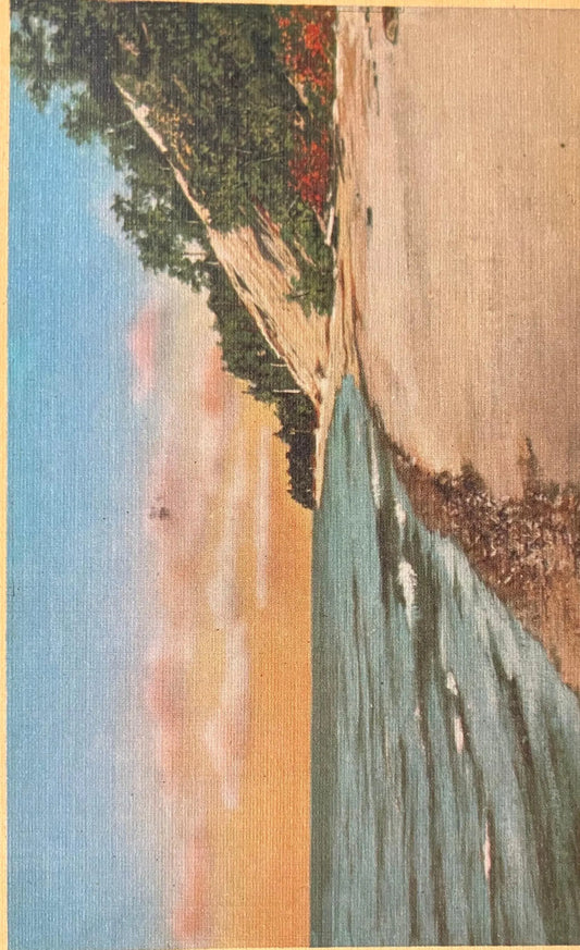 Beach Scene on Lake Michigan, Muskegon, Michigan - Vintage Beach Postcard