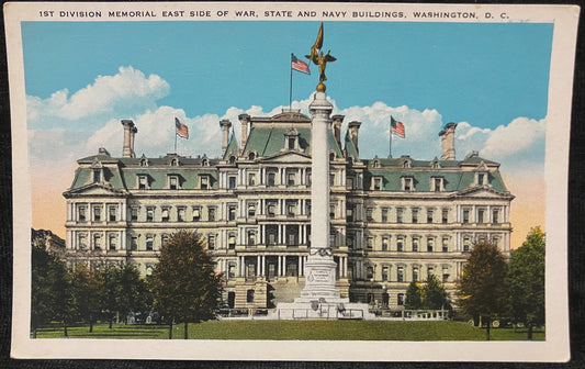 1st Division Memorial East Side of War, State and Navy Buildings, Washington D. C. - Vintage WWI Postcard