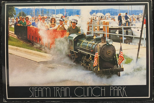 Steam Train, Clinch Park - Traverse City, Michigan - Photo: John Penrod - Vintage Park Postcard