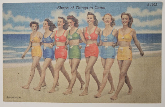 Women's Bathing Suit, Hunting Island Beach, Beaufort, South Carolina - Vintage Postcard