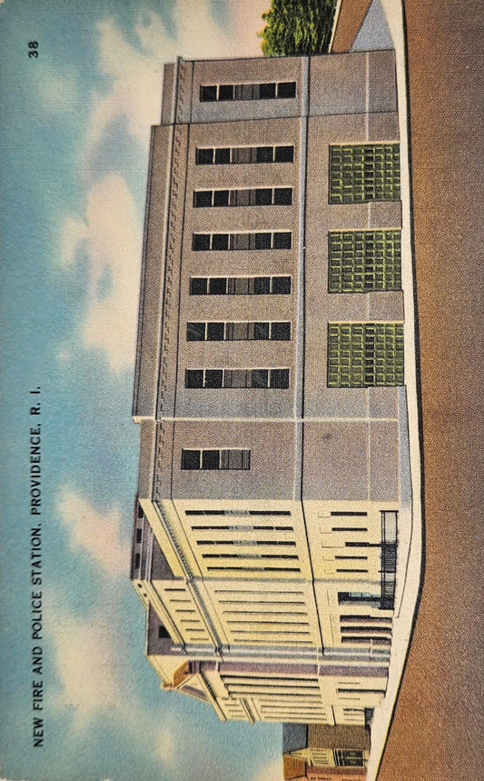 New Fire And Police Station, Providence, Rhode Island - Vintage Postcard