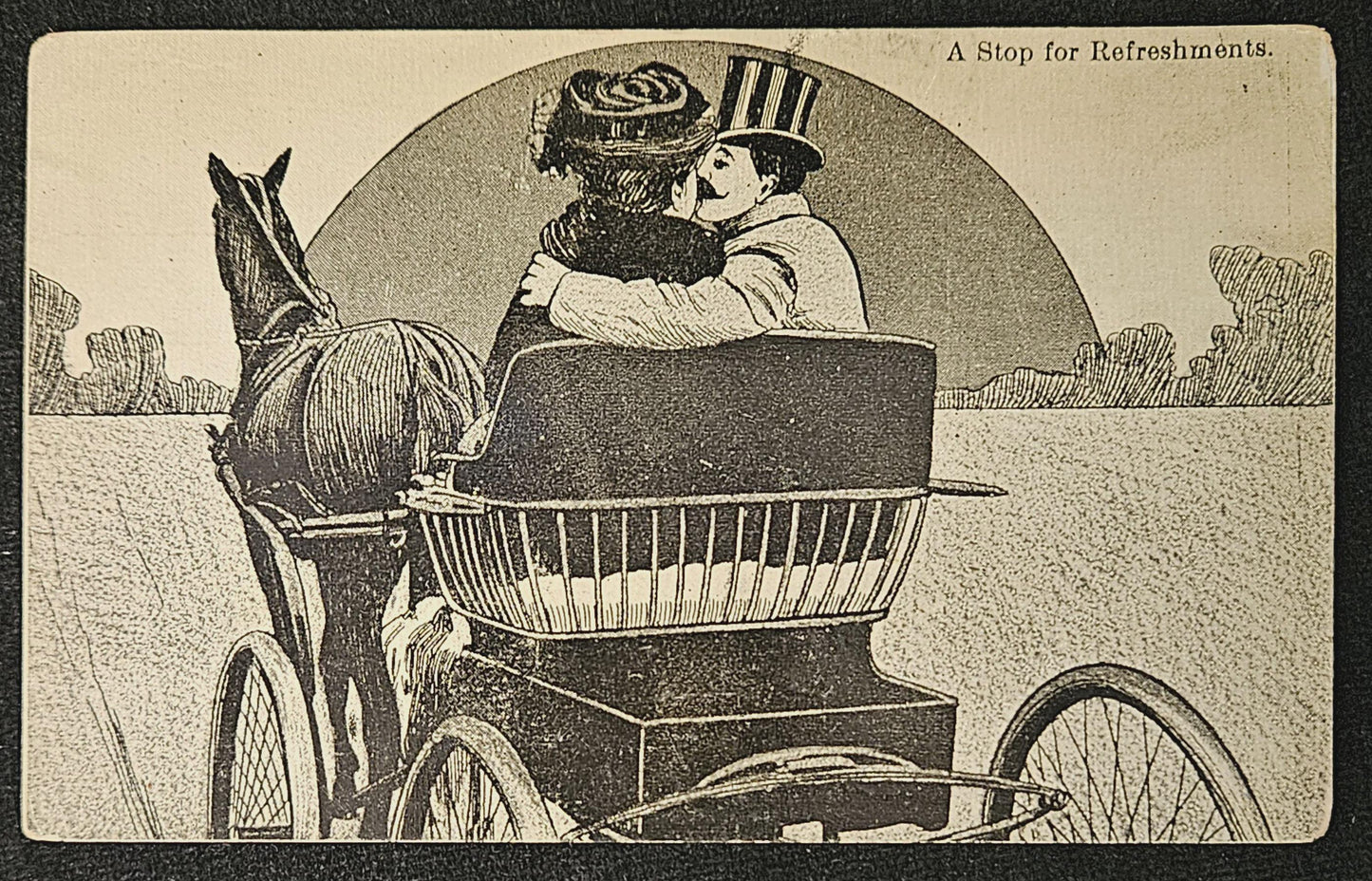 Valentine's Day "A Stop For Refreshments" - Postcard Drawing
