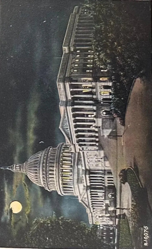 U.S. Capitol at Night, Washington D.C., Maryland - Vintage Postcard