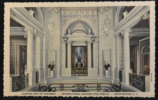 Landing Head of Stairway - International Eastern Temple - Washington D. C., Maryland -  Vintage Postcard