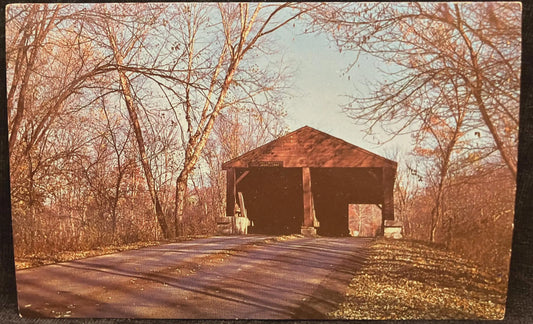 Brown County Park Bridge in Nashville, Indiana - Vintage Covered Bridge Postcard