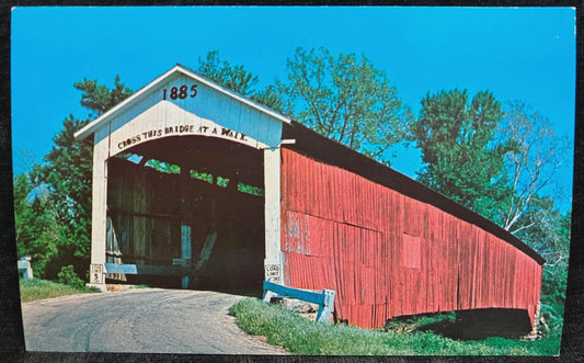 Newport Bridge - Indiana - Photo: Floyd Mitchell - Vintage Covered Bridge Postcard