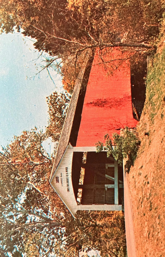 Billie Creek Bridge in Parke County, Indiana - Photo: Floyd Mitchell - Vintage Covered Bridge Postcard