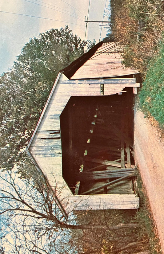 Harshbarger Bridge in Montgomery County, Indiana - Photo: Mitchell - Vintage Covered Bridge Postcard