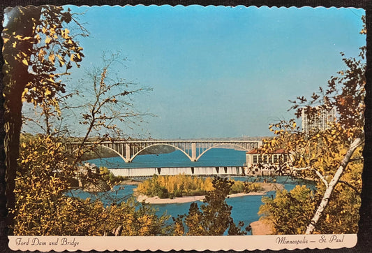 Ford Dam and Bridge - Minneapolis - St. Paul - Minnesota - Vintage Bridge Postcard