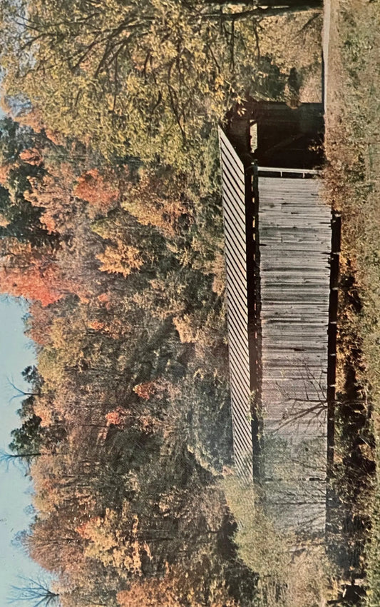 Foraker Covered Timber Span in Monroe County, Ohio - Photo: Clyde Dillon - Vintage Bridge Postcard