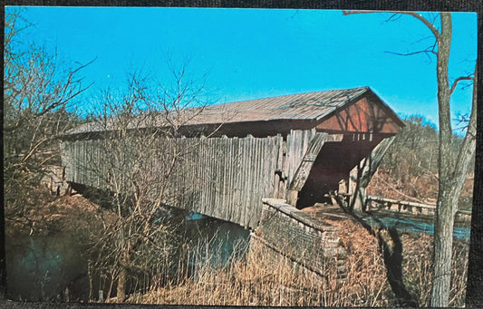 Brownsville Covered Bridge in Brownsville, Indiana - Vintage Covered Bridge Postcard