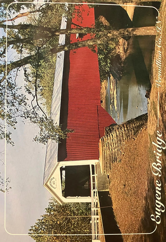 Eugene Bridge - Vermillion Co., Indiana - Photo: Charles Hine - Vintage Covered Bridge Postcard