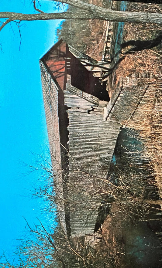 Brownsville Covered Bridge in Brownsville, Indiana - Vintage Covered Bridge Postcard