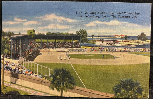 Al Lang Field on Beautiful Tampa Bay St. Petersburg, Florida - “The Sunshine City” - Vintage Postcard