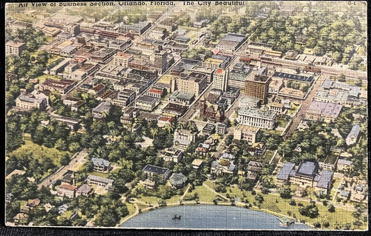Air View of Business Section of Orlando, Florida - Vintage Postcard