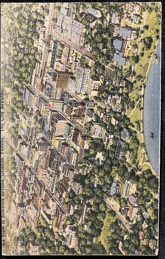 Air View of Business Section of Orlando, Florida - Vintage Postcard