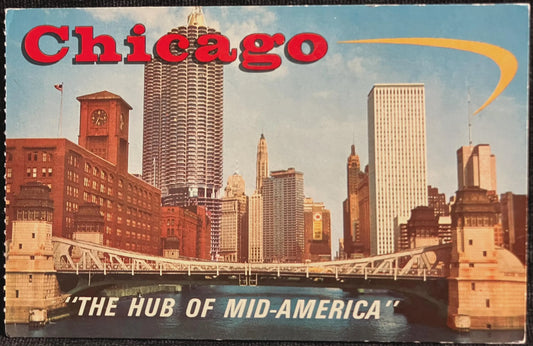 Chicago - “The Hub of Mid-America” - La Salle Street Bridge - Illinois - Photo: Larry Dodson  - Vintage Bridge Postcard
