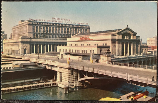 Chicago’s Union Station - Jackson Blvd. Bridge - Illinois - Photo: Wm. H. Nawodlyo - Vintage Train Postcard