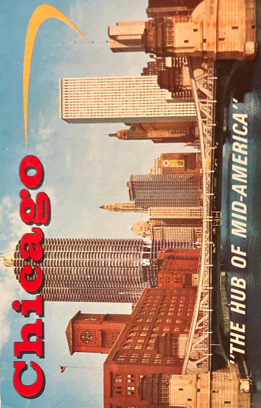 Chicago - “The Hub of Mid-America” - La Salle Street Bridge - Illinois - Photo: Larry Dodson  - Vintage Bridge Postcard