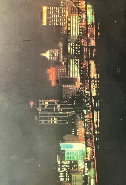 Nighttime View of Peoria, Illinois - Photo: Eugene J. Voss - 1989 - Vintage Riverside Postcard