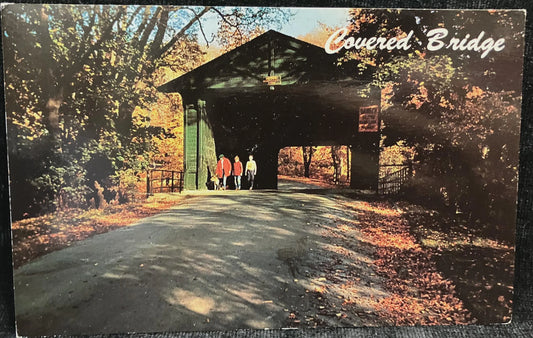Cemetery Bridge in Troy, New York - Vintage Covered Bridge Postcard