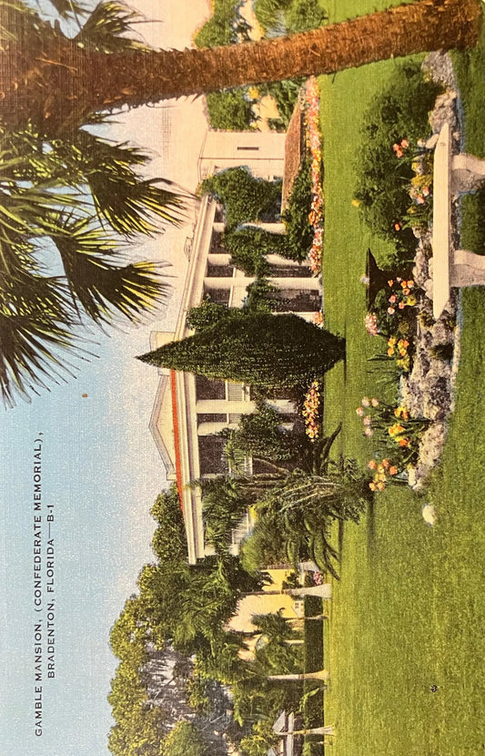 Gamble Mansion, Confederate Memorial, Bradenton, Florida - Vintage Civil War History Postcard
