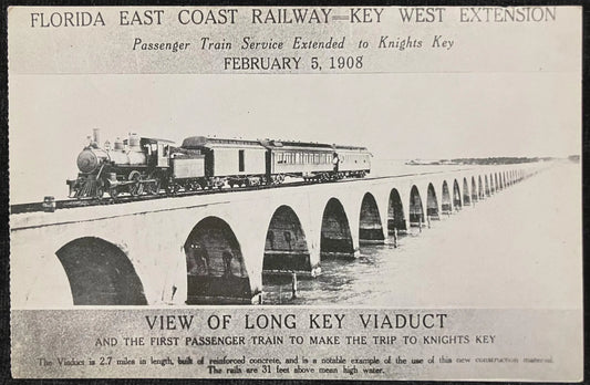 Florida East Coat Railway - Key West Extension - View of Long Key Viaduct - Photo: South Florida Rail Sales - Vintage Train Postcard