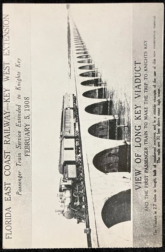 Florida East Coat Railway - Key West Extension - View of Long Key Viaduct - Photo: South Florida Rail Sales - Vintage Train Postcard