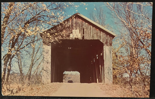 Cutwright Bridge in Monroe County, Indiana - Photo: George Gould - Vintage Covered Bridge Postcard