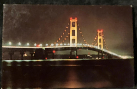 Mackinac Bridge in Michigan - Designed by D. B. Steinman - Color: Bob Miles - Vintage Bridge Postcard