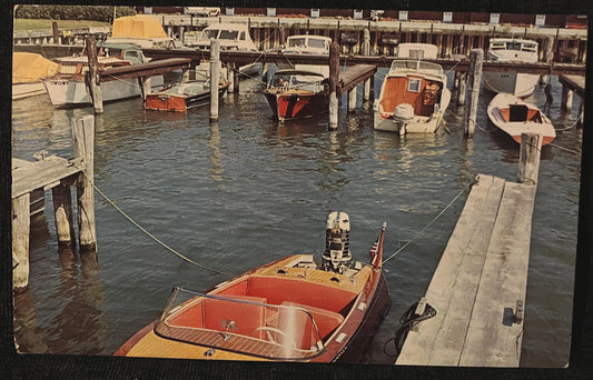 Manistee Boat Club in Manistee, Michigan - Photo: Colourpicture - Vintage Boat Postcard