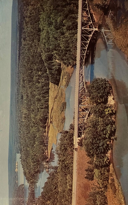 Cooley Bridge on Hwy. 55 over Pine River in Wellston, Michigan - Vintage Bridge Postcard