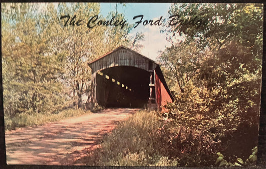 The Conley’s Ford Bridge - Bridgeton, Indiana - Photo: Parrish - Vintage Covered Bridge Postcard