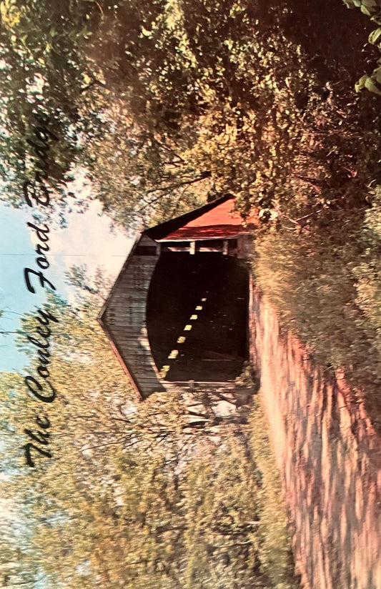 The Conley’s Ford Bridge - Bridgeton, Indiana - Photo: Parrish - Vintage Covered Bridge Postcard