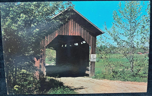 Bean Blossom Covered Bridge in Brown County Nashville, Indiana - Vintage Covered Bridge Postcard