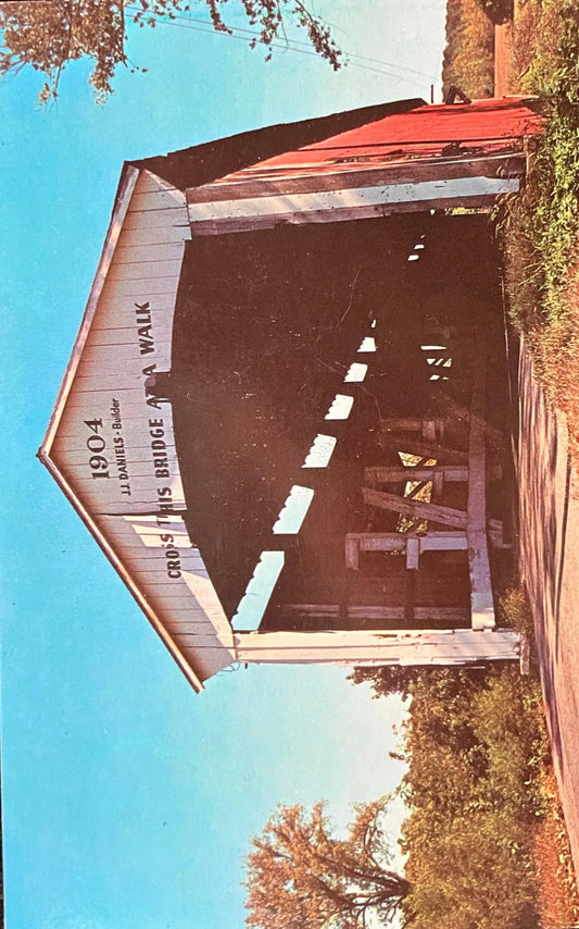 Neet Bridge near Bridge, Indiana - Photo: John Pontiere Jr. - Vintage Covered Bridge Postcard
