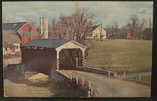 Landis Mill Bridge in "Heart of Dutchland" - Pennsylvania - Vintage Covered Bridge Postcard