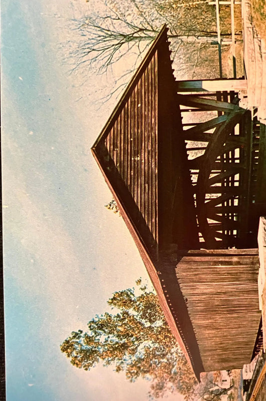 Duck Creek Aqueduct in Franklin County, Indiana - Vintage Covered Bridge Postcard