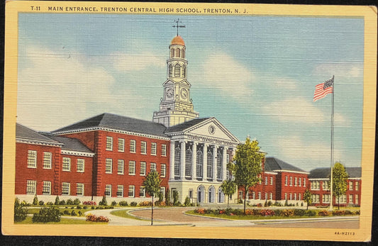 Main Entrance, Trenton Central High School, Trenton, New Jersey - Vintage Postcard