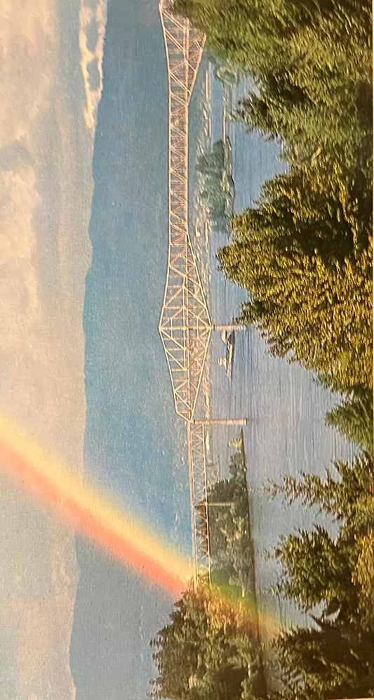 Columbia River Gorge - Bridge of the Gods - Oregon - Made in Italy - Vintage 1910s Bridge Postcard