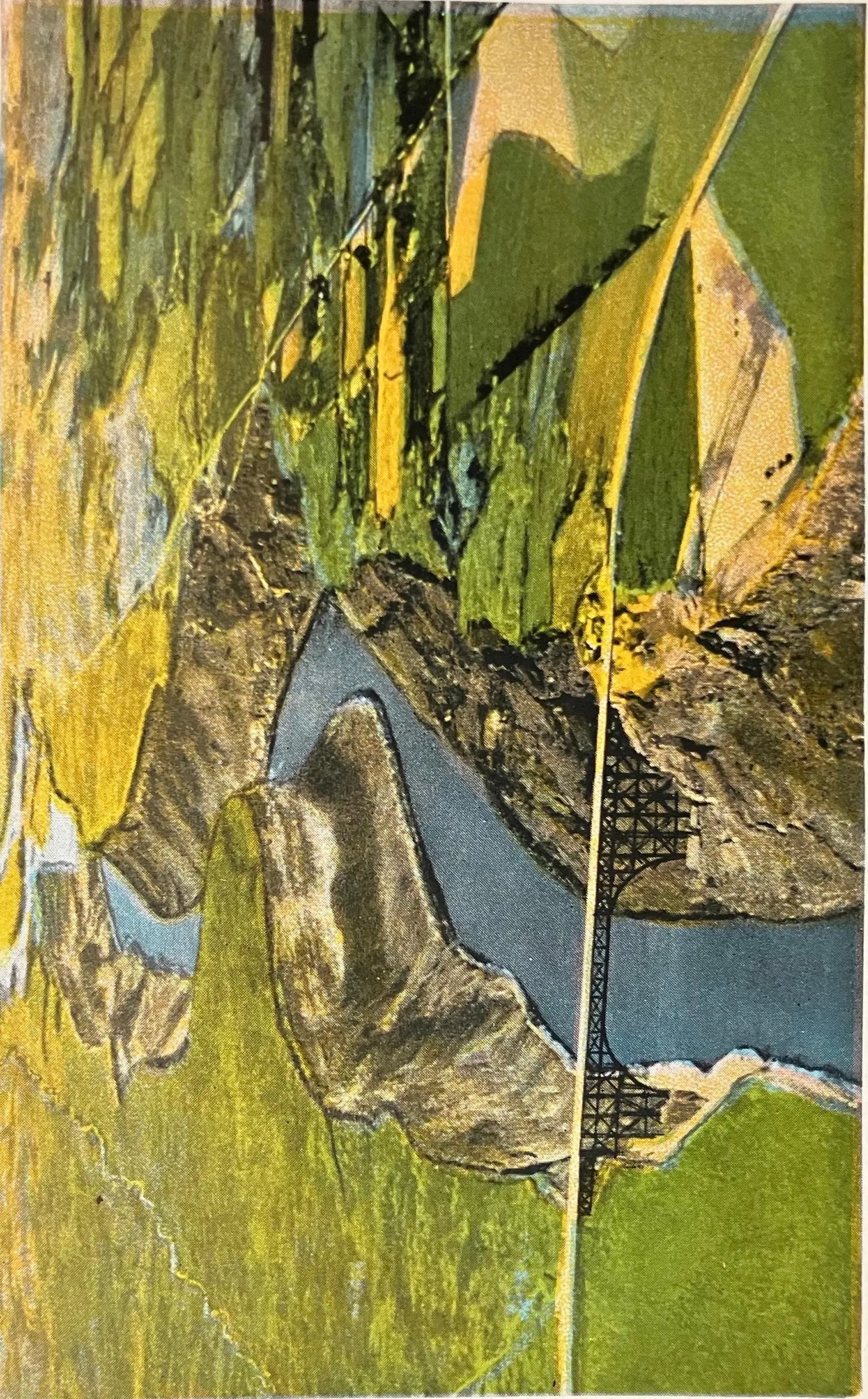 Airplane View of Snake River Gorge Showing High Bridge and Shoshone Falls - Vintage Postcard