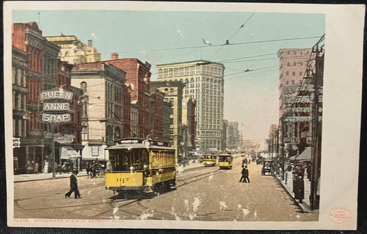 Woodward Avenue, Detroit, Michigan - Copyright 1906, By Detroit Publishing Co. - Vintage Postcard