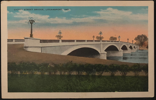 Cicott Street Bridge, Logansport, Indiana - Vintage Bridge Postcard