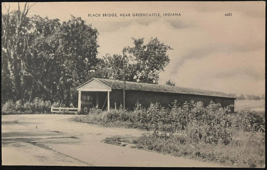 Black Bridge, Near Greencastle, Indiana - Vintage Bridge Postcard