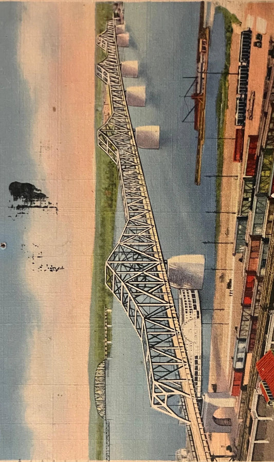 Municipal Bridge Connecting Louisville, Kentucky and Jeffersonville, Indiana - Bridge Postcard